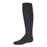 MeMoi Girls Wide Ribbed Uniform Knee Socks 10-12 / Charcoal