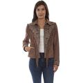 Scully L1054-925-XL Ladies Beaded Fringed Jacket in Sand Lamb Suede with Floral Print Yoke - Extra Large