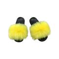 Avamo Faux Fur Slides Fuzzy Fluffy Slippers Flat Soft Sandals Open Toe Casual Shoes