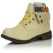 DailyShoes Boot for Women Leather Ankle Pocket Boot Combat Booties Lace Up Rock Punk Boots Block Biker Fashion Martin Shoes Short Money Wallet Beige,pu,9, Shoelace Style Yellow