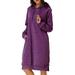 Sweatshirt Dress for Women Hoodie Pockets Pure Dress Drawstring Casual Long Loose Dress Purple