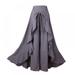 Women Fashion Tie-Waist Wrap Skirts Pants Casual Navy Chiffon Ruffle Wide Leg Loose Dress