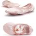 Kiapeise Ballet Slipper, Ballet Shoes Gymnastics Flats Split Sole Dance Yoga Flats with Ribbon for Girls Toddler Little Kid