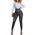 Female Suspender Trousers, Womenâ€™ s Plaid High Waist Pants Jumpsuit for Spring Fall, Red/Black/Blue Gray