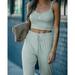 New Women's Summer Set Solid Color Short Suspenders Crop Top Trousers Sports Casual Two-piece Suit Short Sling With Pants Set Spaghetti Strap Two Piece Set Sleeveless Relaxed Tracksuits Home Clothes