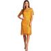 Fanny Fashion Womens Yellow Round Neck Pleats Lace Cocktail Dress