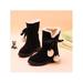 LUXUR Kid's Girls Solid Color Bow Snow Boots Slip On Children Ankle Booties Warm Shoes