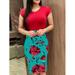 New Women's Printed Splice Flower Dress Sexy Package Hip Plus Size Casual Office Dress Printed High Waist Dress