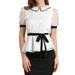 Allegra K Women's Tie Front Doll Contrast Trim Casual Top Shirt