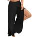 HIMONE Womens Casual High Slit Layered Wide Leg Yoga Pants Lady Workout Running Jogging Sweatpants Sexy Cropped Palazzo Pants