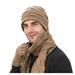 Jpgif Men's Autumn Winter Hat Cap Plus Velvet Thick Knit Hat Scarf Gloves Three-Piece