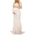 UKAP Women Pregnant Off Shoulder Maxi Photography Dress Short Sleeve V Neck Lace Maternity Ball Gown Party Mermaid Long Dress