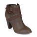 Qupid BI18 Women Burnish Leatherette Strappy Buckle Chunky Heel Bootie