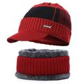 Taicanon Unisex 2-Pieces Winter Hat Scarf Set Warm Fleece Lined Knit Hat and Scarf Outdoor Sports Hat(Burgundy1)