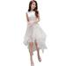 Spftem Women's Summer Organza Floral Print Wedding Party Ball Prom Gown Cocktail Dress