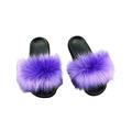 Wazshop Womens Faux Fur Slide Fluffy Comfort House Slippers