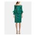 BETSY & ADAM Womens Green Bell Sleeve Off Shoulder Knee Length Sheath Cocktail Dress Size 4