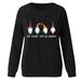 Winnereco Faceless Man Letter Pullover Women Long Sleeve Jumper (Black L)