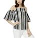Almost Famous Juniors' Striped Cold-Shoulder Top (Black White, S)