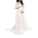 UKAP Maternity Long Dress Ruffles Elegant Maxi Photography Dress Stretchy Empire Waist Pregnant Gowns for Photoshoot White XXL(US 14-16)