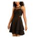 CITY STUDIO Womens Black Sleeveless Illusion Neckline Short Fit + Flare Cocktail Dress Size 7