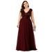 Ever-Pretty Women's V-Neck Sequin Dress Plus Size Formal Party Prom Gowns 09832 Burgundy US22