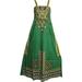 Missy Tribal Ethnic Print Smocked Waist Sleeveless A-Line Long Maxi Dress Maya - #6 Green