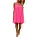 Sleeveless Strap Dress Plus Size S-3XL Beach Sundress Ladies Summer Mini Dress Party Dresses Grid Splice Backless Sling Summer Short Dresses