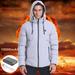 Mid-Ten Mens Electric Heated Jacket with Hooded (10000mAH Battery Included) Washable Unisex Winter Body Warmer Women Heating Coat Clothing Heated Outwear Full Zip Down Cotton Jacket