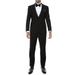 Ferrecci Men's Bronson Black Slim Fit Notch Collar Lapel 2 Piece Tuxedo Suit Set - Tux Blazer Jacket and Pants (40 Long)