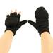 Men's Thinsulate 3M Thick Wool Knitted Half Mitten Suede Palm Gloves (S/M Black)