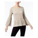 CALVIN KLEIN Womens Gold Metallic Bell Sleeve Scoop Neck Sweater Size XL