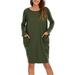 Plus Size Womens Long Sleeve Solid Short Dress Casual Loose Beach Sundress T Shirt Dress