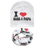 Actoyo Winter 2Pcs Cotton Baby Beanie Hat Scarf Set I Love MAMA PAPA 0-3 Years