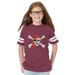 Youth Jolly Roger Skull & Crossbones Football Fine Jersey T-Shirt