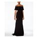 ADRIANNA PAPELL Womens Black Ruffled Off Shoulder Full Length Formal Dress Size: 2