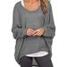 Women Baggy Shirts Batwing Sleeve Pullover Tops Casual Loose Blouse