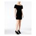 KENSIE Womens Black Velvet Cap Sleeve Jewel Neck Above The Knee Shift Dress Size XS