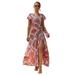 Women Holiday Floral Printed Wrap Boho Maxi Dress Ladies Sundress Casual Beach Party Long Maxi Dress New Sexy Fashion Print Paisley Cocktail Evening Wedding Long Dress