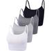 4 Pieces Basic Crop Tank Tops Sleeveless Racerback Crop Sport Cotton Top for Women (Black, White, Dark Grey, Light Grey, Medium)