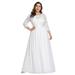 Ever-Pretty Women's Winter Dress with Sleeve Empire Waist Plus Size Evening Dresses for Women 07412 White US24