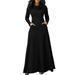 Sexy Dance Women Casual Long Maxi Dress Long Sleeve Cowl Neck Tunic Dress Plain Color Elegant Smock Hem Dress with Pockets Plus Size