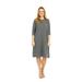 Esteez TEE Dress - Women's Casual Shift Dress - 3/4 Sleeves - CHARCOAL