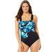 Swimsuits For All Women's Plus Size Square Neck Engineered One Piece Swimsuit