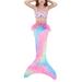 CVLIFE 2-13Y Girls Swimsuits Mermaid Tail Swimwear Kids Children Summer Beachwear 3PCS Lace Up Tops +Bikini Bottom + Tail Skirts