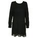 Sanctuary Womens Black Long-Sleeve Sophie Lace-Hem Sweater Dress XL