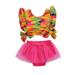 Bmnmsl Summer Infant Girl Ruffle Trim Sleeve Bowknot Crop Tank+Mesh Shorts