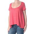 FREE PEOPLE Womens Red Drapey Short Sleeve Scoop Neck Top Size: S