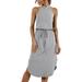 Women Summer Beach Sundress Sleeveless Backless Midi Dress Loose Kaftan T-Shirt Dress Ladies Party Cocktail Dress