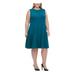 TOMMY HILFIGER Womens Green Sleeveless Jewel Neck Knee Length Fit + Flare Dress Size 22W